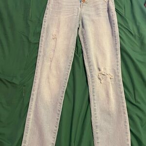 SO Light Blue Skinny Jeans with Distressed Detail